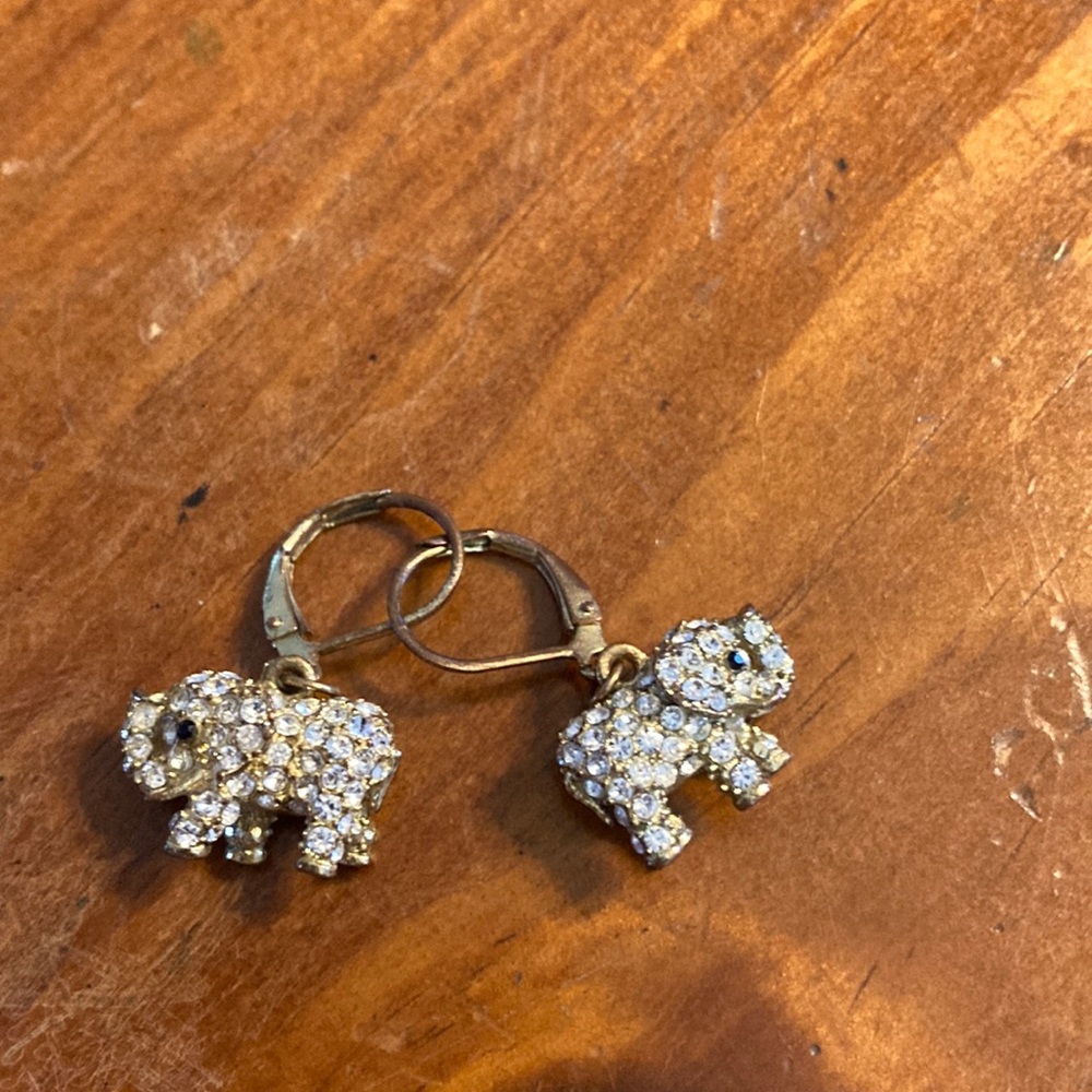 Sparkling Gold Elephant Earrings